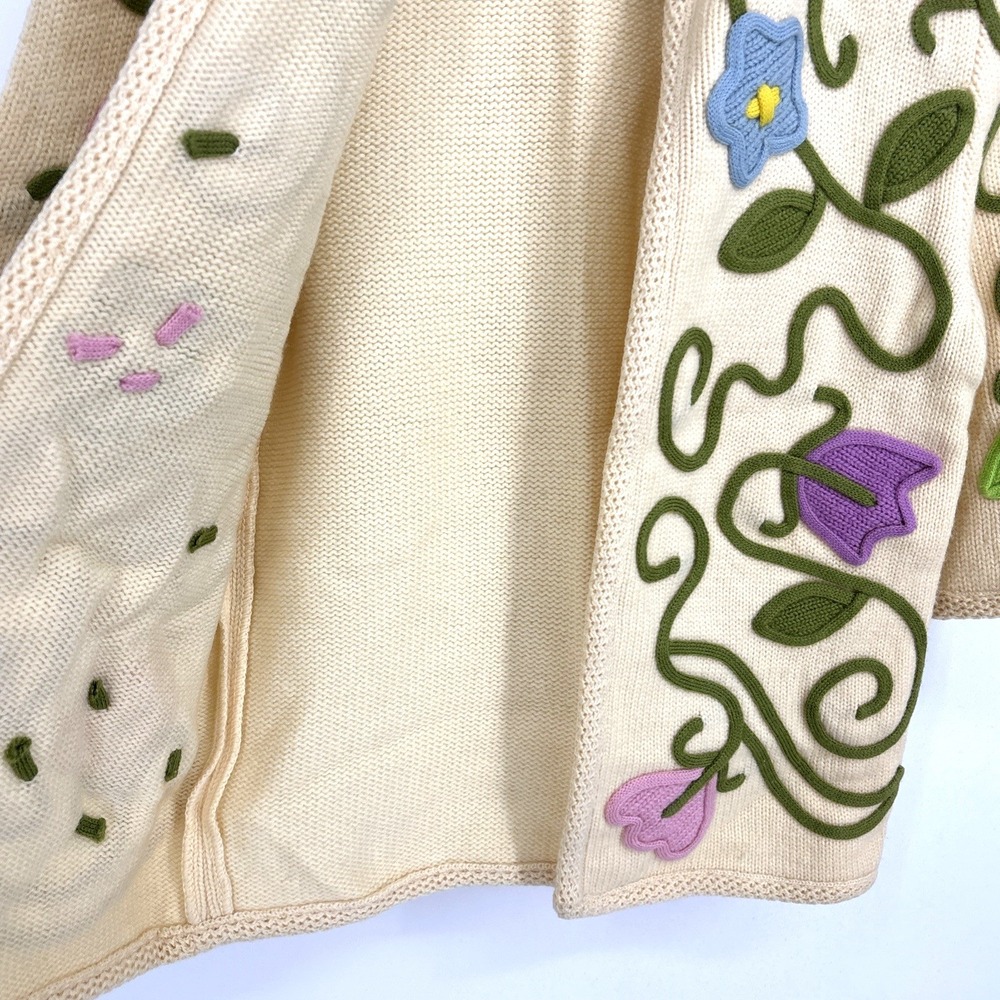 ETHEL OF BEVERLY‎ HILLS Vintage Tulip Floral Embellished Knit Cardigan Sweater - Picture 10 of 12